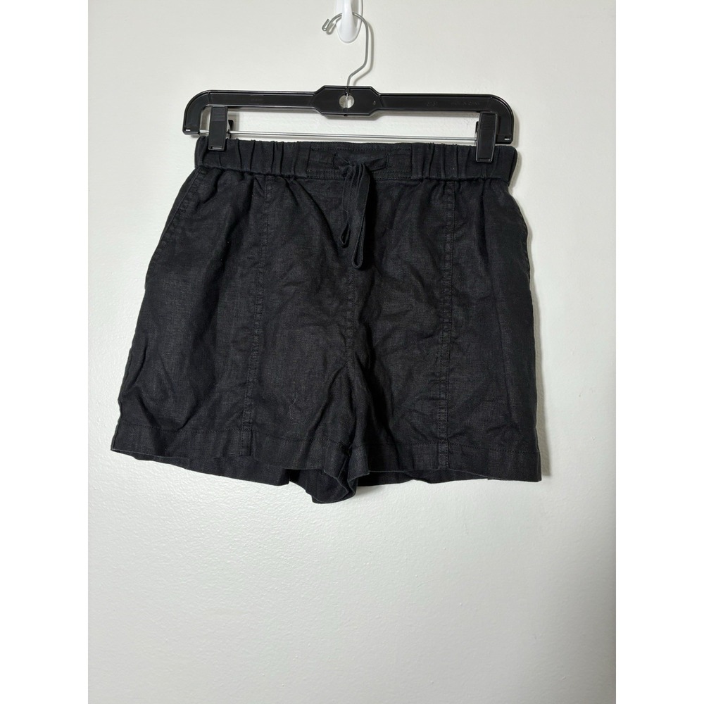 ATM Pull On Linen Shorts Sz 2 Black Casual Coastal 3" Inseam